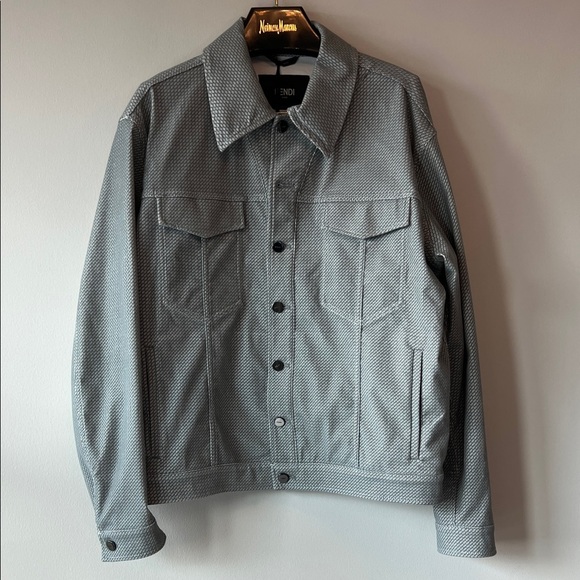 Fendi Signature Logo Shirt Jacket Gray - Picture 3 of 14
